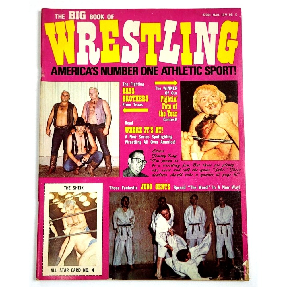 THE BIG BOOK OF WRESTLING MARCH 1974 - DUSTY‎ RHODES / THE SHEIK / BASS BROTHERS